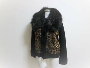 【即決】国内正規 美品 イタリー製 Dolce&Gabbana ドルチェ＆ガッバーナ◆レオパード リアルファー×ブラックニット ジャケット 38 yu