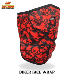 Hot Leathers フェイスラップ メッシュ裏地 マジックテープ フェイスマスク Ancient Skulls Face Wrap レッド 赤 スカル 米国ホットレザー