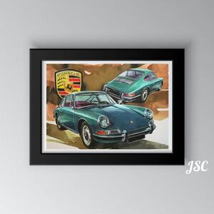 ポスター キャンバス PAC14 PORSCHE ポルシェ フェラーリ スパイダー テスタロッサ ランボルギーニ 水墨画 アート イラスト インテリア