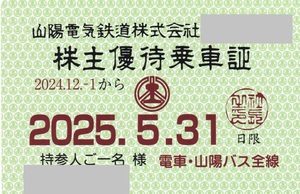 レターパックプラス送料込即決！山陽電鉄　電車・山陽バス全線　株主優待乗車証　定期型乗車証　半年間乗り放題　フリーパス 