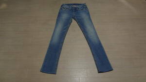 送料230円★W24inch★USA製TRUE RELIGION★タイトストレート★色落ち良好ローライズデニム/スキニージーンズ★トゥルー・レリジョン