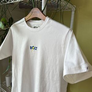 ハワイ　BOLT ボルト　サーフT シャツ　ロゴ刺繍　白L