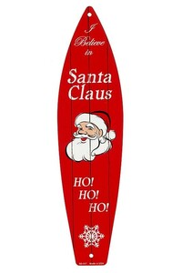 サンタクロース 南国のクリスマス サーフボード型 クリスマス 雑貨 メタルプレートアメリカンブリキ看板