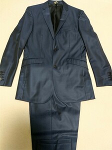 【美品】BURBERRY BLACK LABEL スーツ セットアップ ネイビー 40R 光沢 