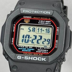 極美品 CASIO G-SHOCK GW-M5600-1JF タフソーラー 電波受信 電波ソーラー マルチバンド5 スクウェア ブラック 赤枠 スピード オリジン