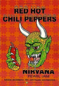 レッド・ホット・チリ・ペッパーズ☆ニルバーナ☆パール・ジャム 1991 ツアーポスター★Red Hot Chili Peppers/レッチリ/Nirvana/Pearl Jam