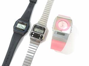 【美品含む】CASIO カシオ クォーツ腕時計 3点/F-84W/A100WE/FS-01/フィルムウォッチ ペラ/アナデジ/アラームクロノグラフ/02SH060406-6