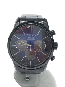 SEIKO◆ソーラー腕時計/アナログ/ステンレス/NVY/BLK/V175-0CV0