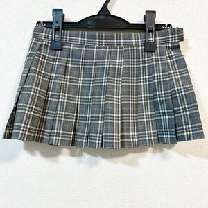 1円 〜 制服 グレー・白・黄色 チェック柄 マイクロミニスカート W70 丈27 夏用