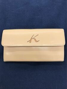 〈N3741〉キタムラ長財布 レザー KITAMURA ベージュ系　中古品