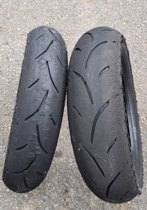 【中古】【前後】BSレーシングバトラックス　100/485-12【フロントS01ソフト】＆　120/500-12【リアS02ミディアム】　NSR50・エイプ等に