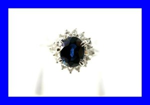 ○新品同様 サファイア 1.12ct プラチナ Pt900 ダイヤ 0.26ct 指輪 リング 4.6g R0064