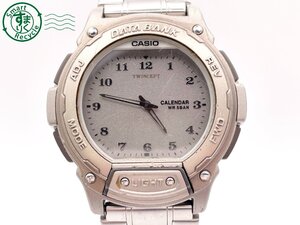 AL0605097　＃ CASIO カシオ DATABANK データバンク ツインセプト カレンダー ABX-64 QZ 腕時計 グレー文字盤 純正ベルト 記念刻印あり