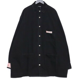 RAF SIMONS BIG FIT DENIM SHIRT Lサイズ ブラック 201-248-10134 ラフシモンズ ビッグフィットデニムシャツ 長袖 オーバーサイズ