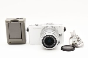 Olympus PEN mini E-PM1 ホワイト 1230万画素 + 14-42mm II R シルバー レンズキット [美品] バッテリー 充電器付き 手ぶれ補正