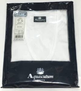 Aquascutum 長袖 U首シャツ 日本製 スーピマ綿100％　LL　アクアスキュータム　定価3.190円