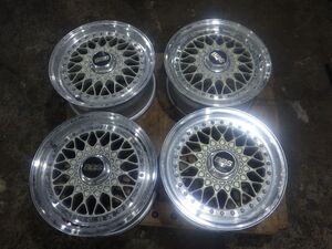 佐2368▼ BBS Germany RS RS041 メッシュ 15インチ 6.5J OFF+36 114.3 4H 4本 ハブ約67mm 鍛造 軽量 旧車 当時物