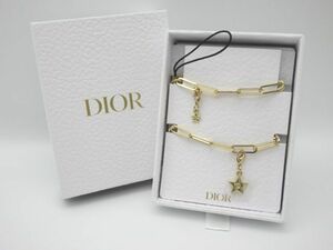 ●Christian Dior クリスチャン ディオール ノベルティ キーホルダー ストラップ チャーム アクセサリー ゴールド系 星 非売品 箱付き●