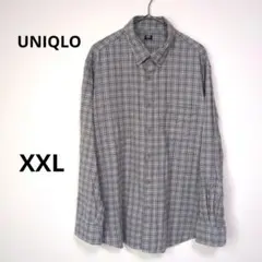 ユニクロ　メンズボタンダウンシャツ　XXL　グレー　チェック　綿…100％