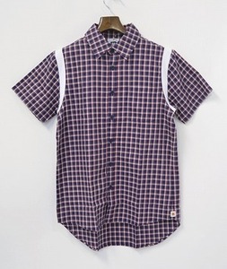 SWAGGER スワッガー TARTAN CHECK S/S SHIRTS タータンチェックシャツ M RED レッド SHORT SLEEVES ショートスリーブ 半袖 切替