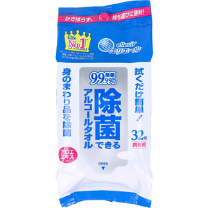 【まとめ買う】[12月25日まで特価]エリエール 除菌できるアルコールタオル 携帯用 32枚入×9個セット