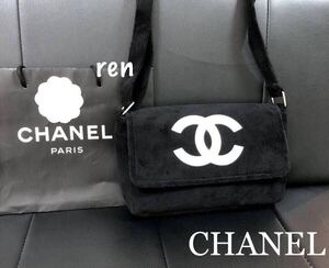 新品　シャネル ノベルティ CHANEL ショルダーバッグ　ブラック　パイル　斜め掛け