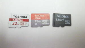 SanDisk　TOSHIBA　microSDHCカード　32GB　3枚セット　Ultra EXCERIA　中古動作品　