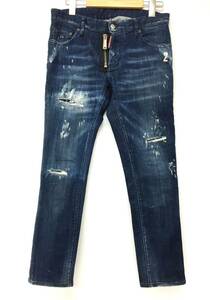 K11-533-0924-134【中古】DSQUARED2(ディースクエアード) S71LB0324 SLIM JEAN スリムジーンズ ペンキ加工 サイズ:44