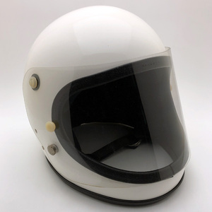 送料無料 Dead Stock 新品 純正シールド付 SAFETECH RACER WHITE 59cm/セーフテック白レーサービンテージヘルメットbellベルスター12070s