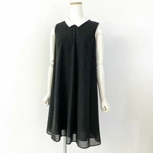 ◯ 47c11 Rene basic ルネ ベーシック 襟付き 2way スプリングドレス ワンピース 34 グレー 日本製 dress ノースリーブ