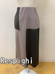 レスピーギ Respighi 茶系生地切替スカート ウエストゴム サイズ38