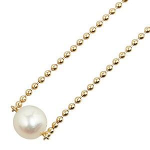 ミキモト K18YG イエローゴールド アコヤパール7.1 プチ ネックレス レディース MIKIMOTO 中古