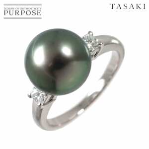 タサキ TASAKI 15号 リング 黒蝶真珠 11.5mm ダイヤ 0.38ct Pt プラチナ 指輪 パール 田崎真珠 Black Pearl Ring 90242179