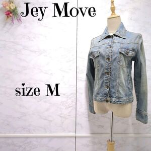 ジェイムーブ　Jey　Move　ビンテージ　デニム　ジャケット　インディゴ　Mサイズ　ストレッチ　ビンテージ加工　レディース