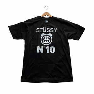 【新品+レア】STUSSY x BE@RBRICK コラボ No10 ロゴ　Tシャツ ブラック　L