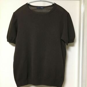 ◆【人気】BEAMS F ビームス F / コットンクルーネックニットT D.BROWN 46 イタリア製