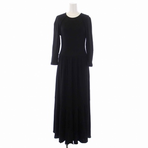 ボーダーズアットバルコニー BORDERS at BALCONY JERSEY MAXI DRESS ワンピース ロング 七分袖 S 黒 レディース