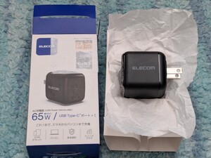 ◎0612u1620　エレコム 急速充電器 USB PD対応 65W 小型 Type-C 1ポート PPS対応 GaN II採用 PSE認証 ブラック MPA-ACCP8565BK