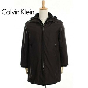 A4465/美品 秋冬 Calvin Klein カルバンクライン ウール ライナー付き フーデット スプリング ステンカラーコート 2灰色/メンズ レディース