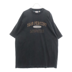 VETEMENTS ヴェトモン 24SS 1000 PERCENT T-SHIRT フロントプリントウォッシュド加工 オーバーサイズ半袖Tシャツ ブラック UE64TR170B