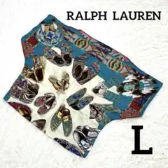 希少　RALPH  LAUREN  半袖シャツ　シルク100%  Lサイズ　総柄