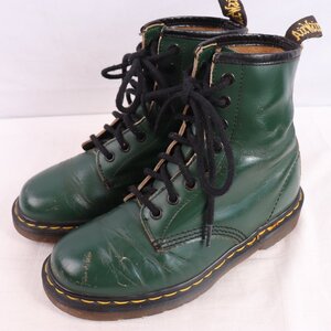 英国製 ドクターマーチン UK4/22.5cm-23.0cm/8ホール 緑 グリーン イングランド製 ブーツ dr.martens レディース 中古 dh4197