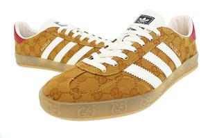 アディダス adidas ×GUCCI グッチ 22AW GAZELLE ガゼル GG ジャガード ローカット スニーカー HQ8850 29 茶 ブラウン☆AA★▲■241029 メ