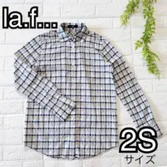 【美品】la.f... ラエフ 長袖 チェック シャツ ネイビー ホワイト