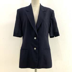 ☆Burberrys オールドバーバリー Vintage 毛100% 半袖 2Bジャケット 羽織り ネイビー サイズ7 古着【送料一律/同梱可能】C