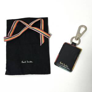 ★中古品★Paul Smith ポールスミス レザー キーリング キーホルダー チャーム レディース メンズ ブラック系