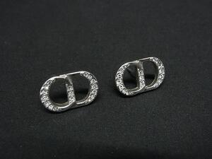 1円 ■美品■ ChristianDior クリスチャンディオール SV925 ラインストーン ピアス アクセサリー レディース シルバー系 FJ3647