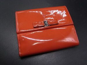 Salvatore Ferragamo フェラガモ ヴァラ パテントレザー 財布 ウォレット 札入れ 小銭入れ オレンジ系 DG7349