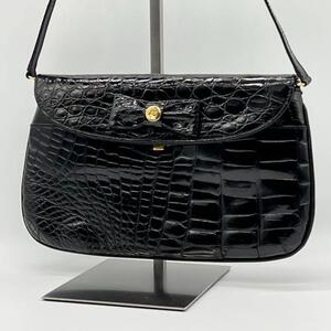 【美品】MODA BORS モーダボルゼ ショルダーバッグ クロコダイル クロコ レザー 通勤　通学 フォーマル レディース ブラック CB671224B