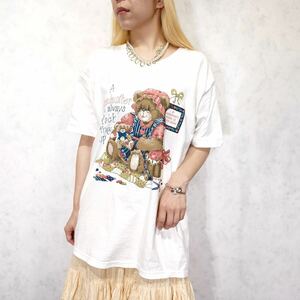 USA VINTAGE BASIC EDITIONS TEDDY BEAR PRINT DESIGN T SHIRT/アメリカ古着テディベアプリントデザインTシャツ